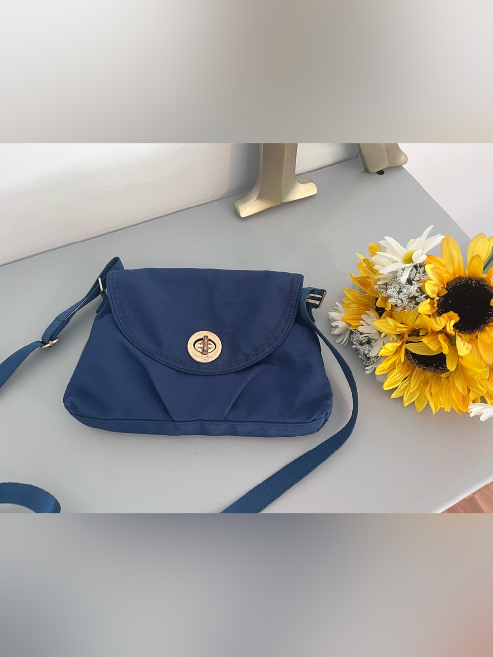 Baggallini Navy Blue Nylon Organizer Crossbody Bag